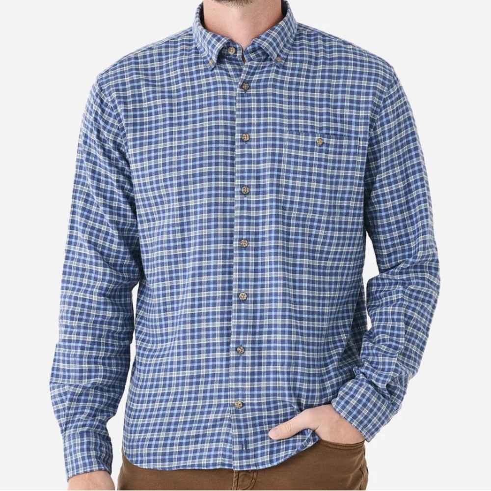 Johnnie-O NWOT Men’s Richland Hangin’ Out Button Down Shirt XL Blue Plaid Wake